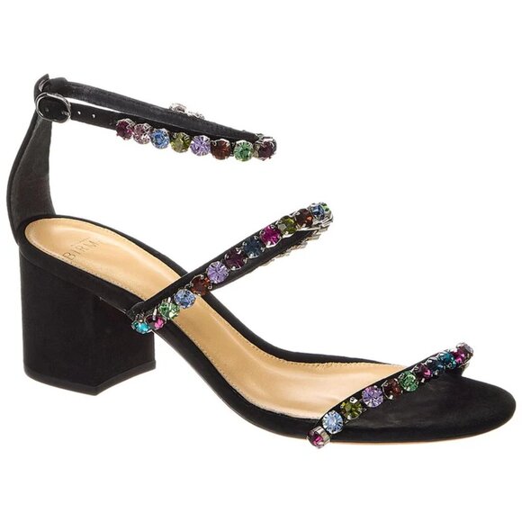 Alexandre Birman Shoes - Alexandre Birman Alexa Crystals Embellished Suede Sandals Black Size 8,5